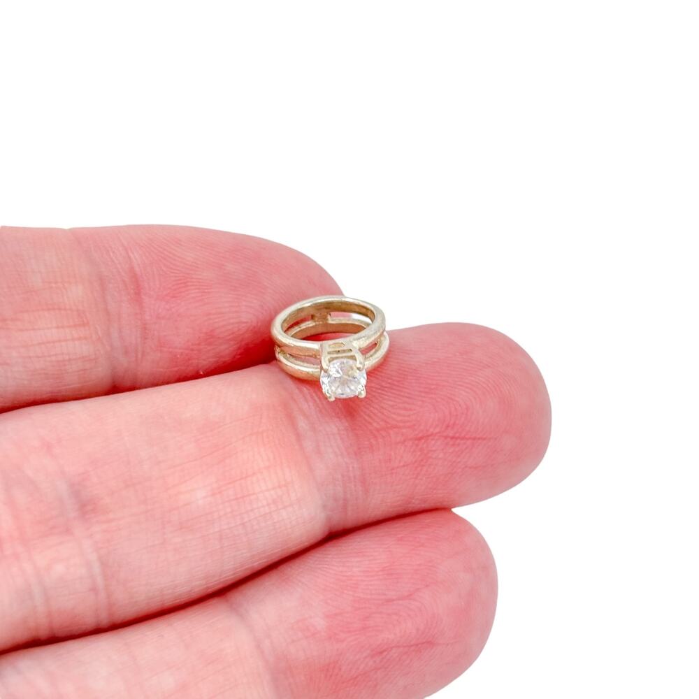 Vintage Sterling Silver 925 Wedding Engagement Ring Charm